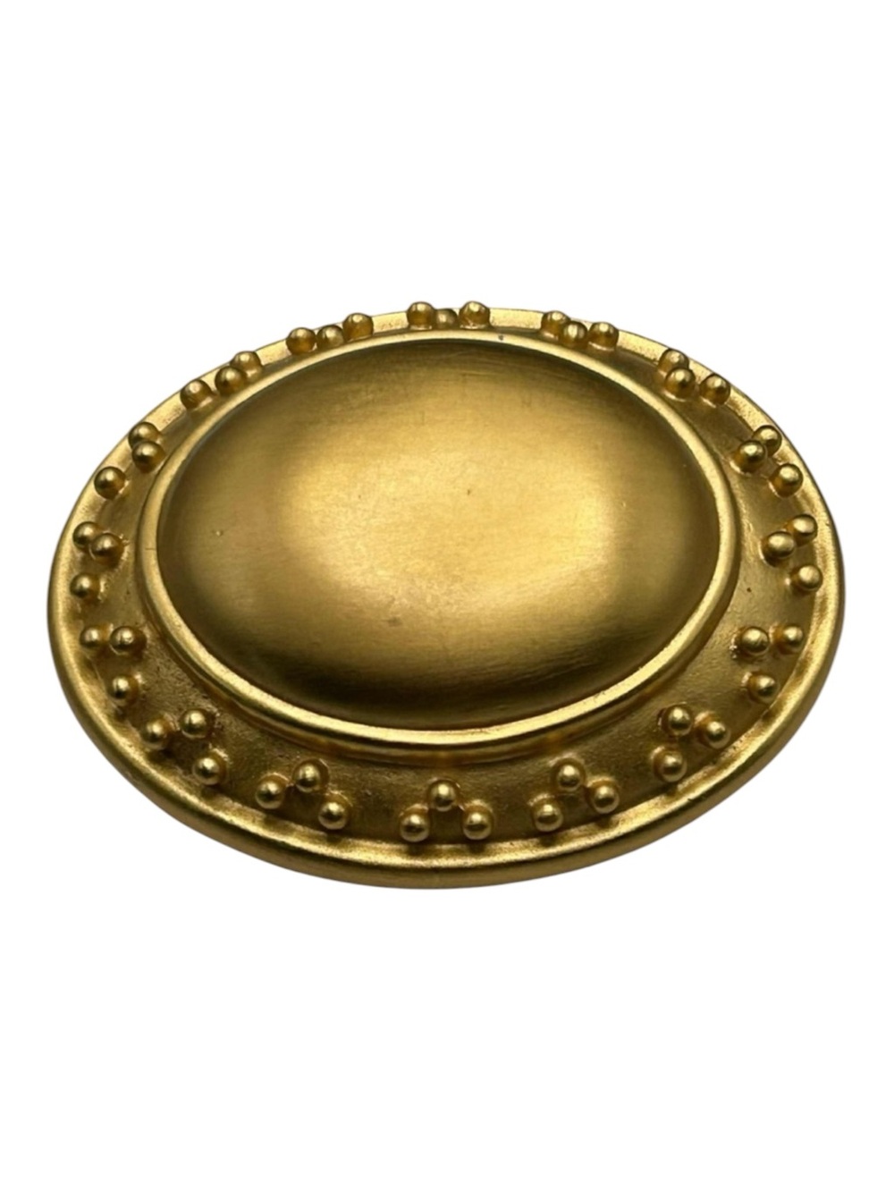 Vintage Liz Claiborne Matte Gold Plated Etruscan Style Domed Brooch